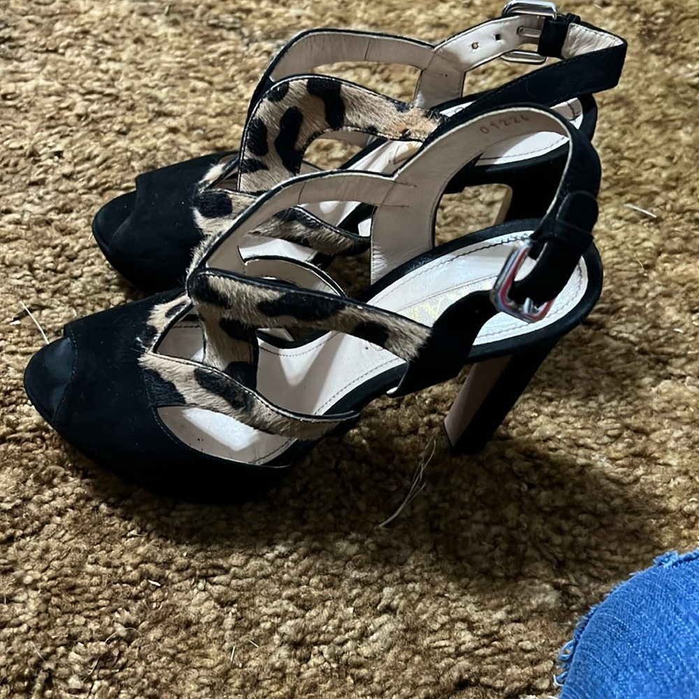prada leopard sling back heels